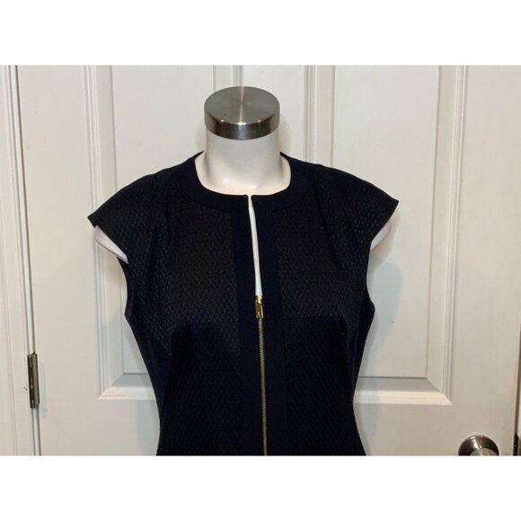 Ted Baker Reikod Navy Blue 2-Way Zip Sleeveless Shift Dress, Size 2 | 6 US - Picture 2 of 9